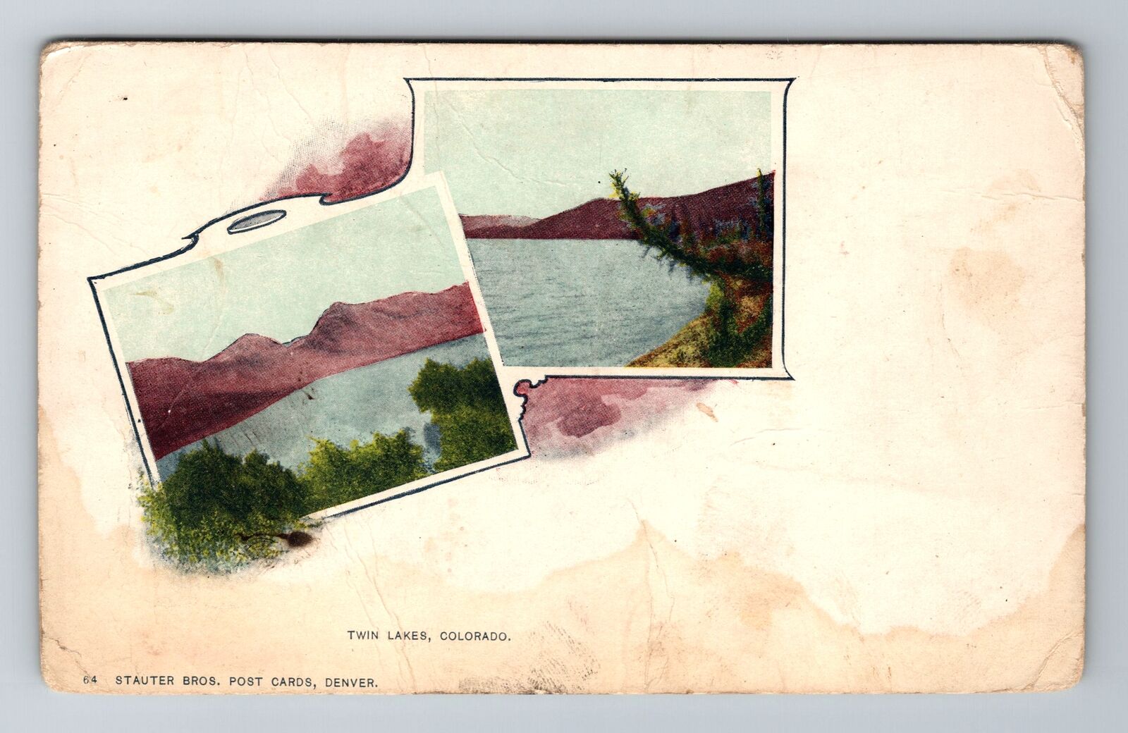 CO-Colorado, Twin Lakes, Antique, Vintage Souvenir Postcard