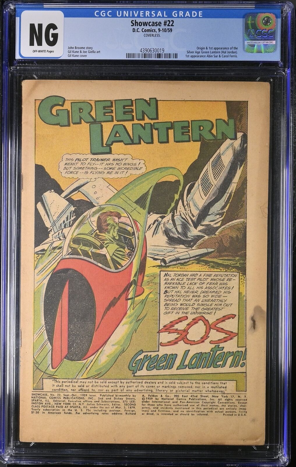 Showcase #22 CGC CV 0.1 Off White 1st Hal Jordan + Silver Age Green Lantern