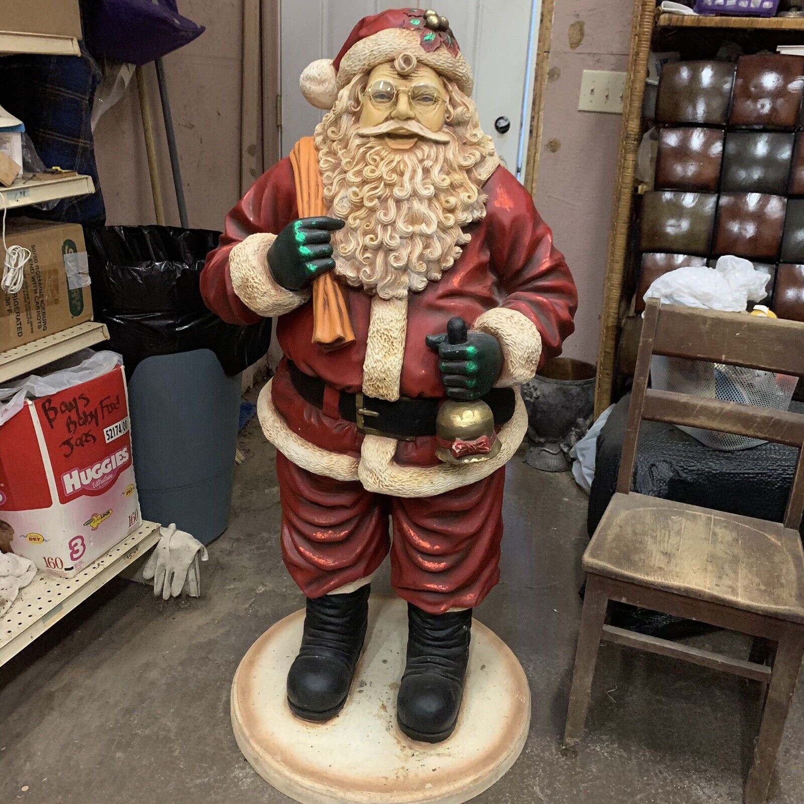 Four Foot Huge Detailed Santa with Toy Bag & Bell Store Restaurant Business