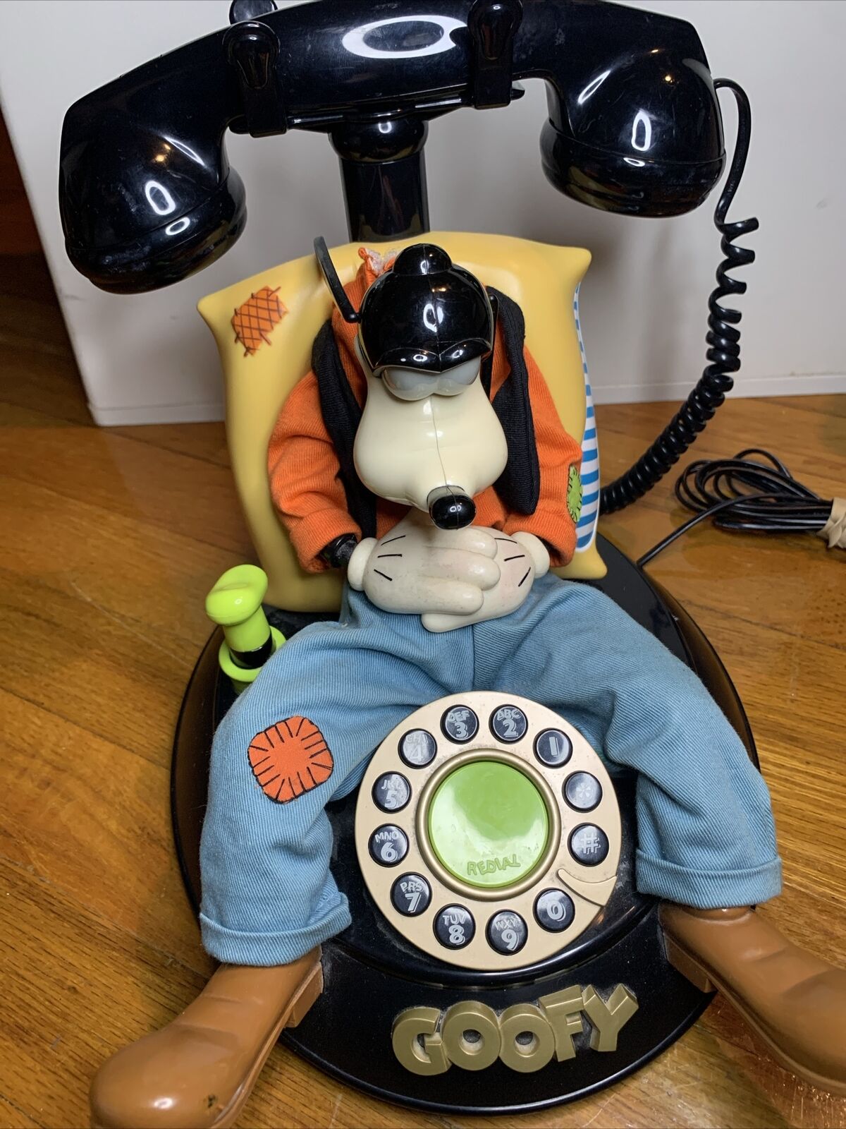 Vintage Telemania Disney Sleeping Goofy Animated Talking Corded Telephone Phone