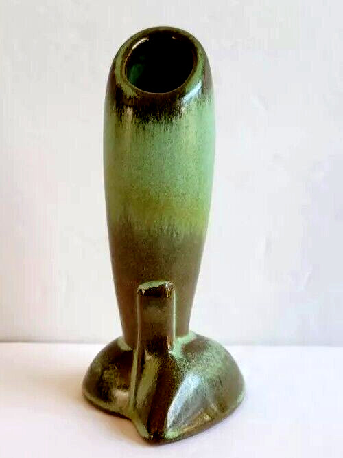 Vintage Frankoma Pottery Mini Art Deco Rocket Vase #32 Prairie Green 4.5\