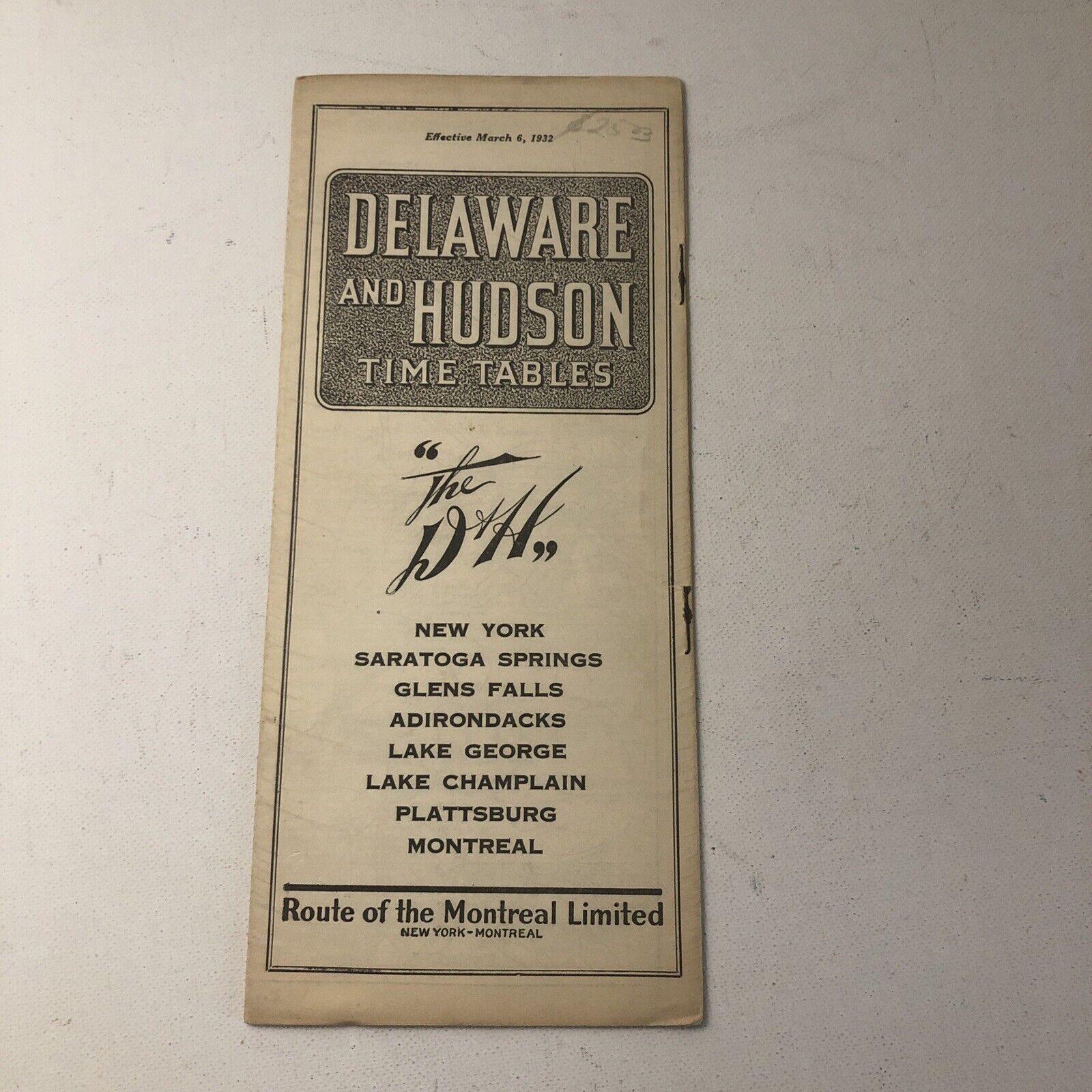 March 6, 1932 D&H DELAWARE AND HUDSON SYSTEM PUBLIC TIMETABLE