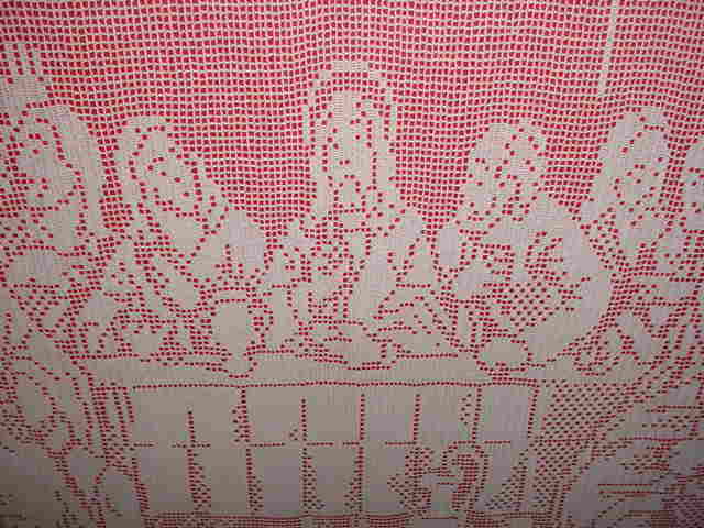 VINTAGE LARGE Hand Crocheted Lace RELIGIOUS FRAMED LAST SUPPER; RARE FR. SH.