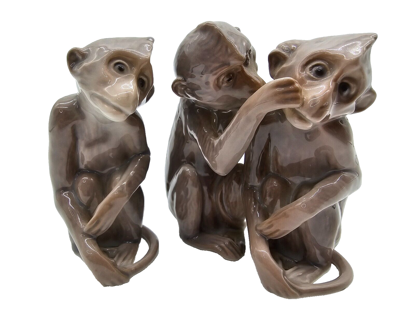 Vintage B&G Bing & Grondahl 1524/1667 Monkeys Grooming 2 Figurines Denmark