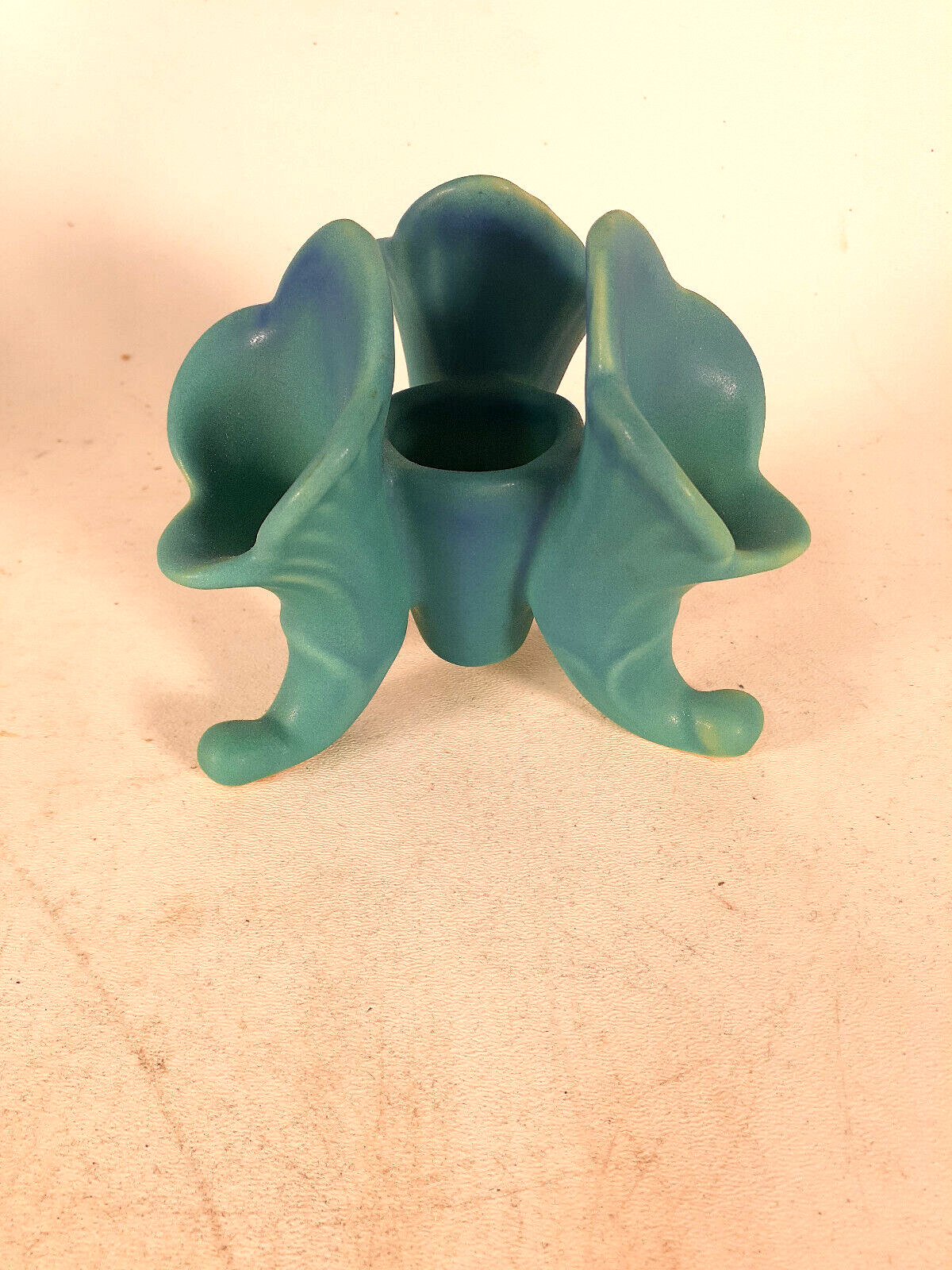 Van Briggle Art Pottery 3-Footed Candle Holder, Turquoise, 5\