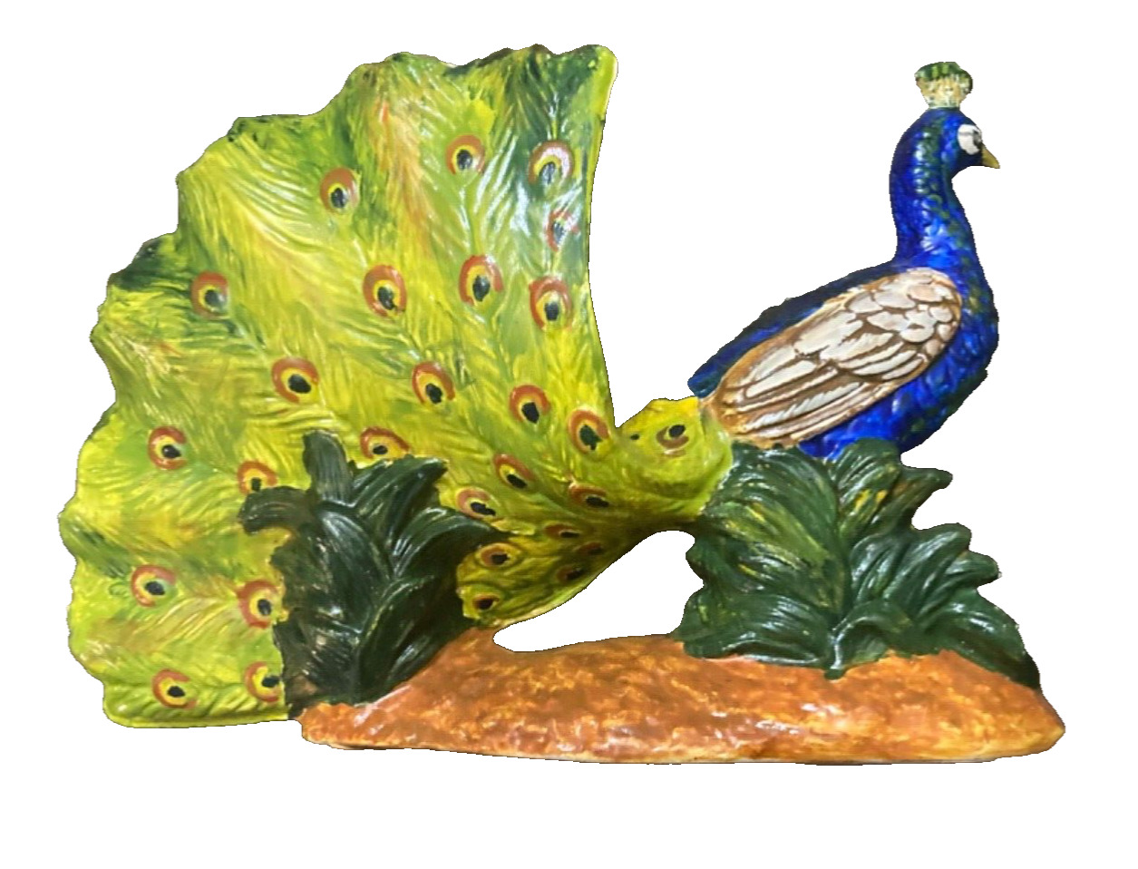 Handpainted Ceramic Peacock 8.5 inches long