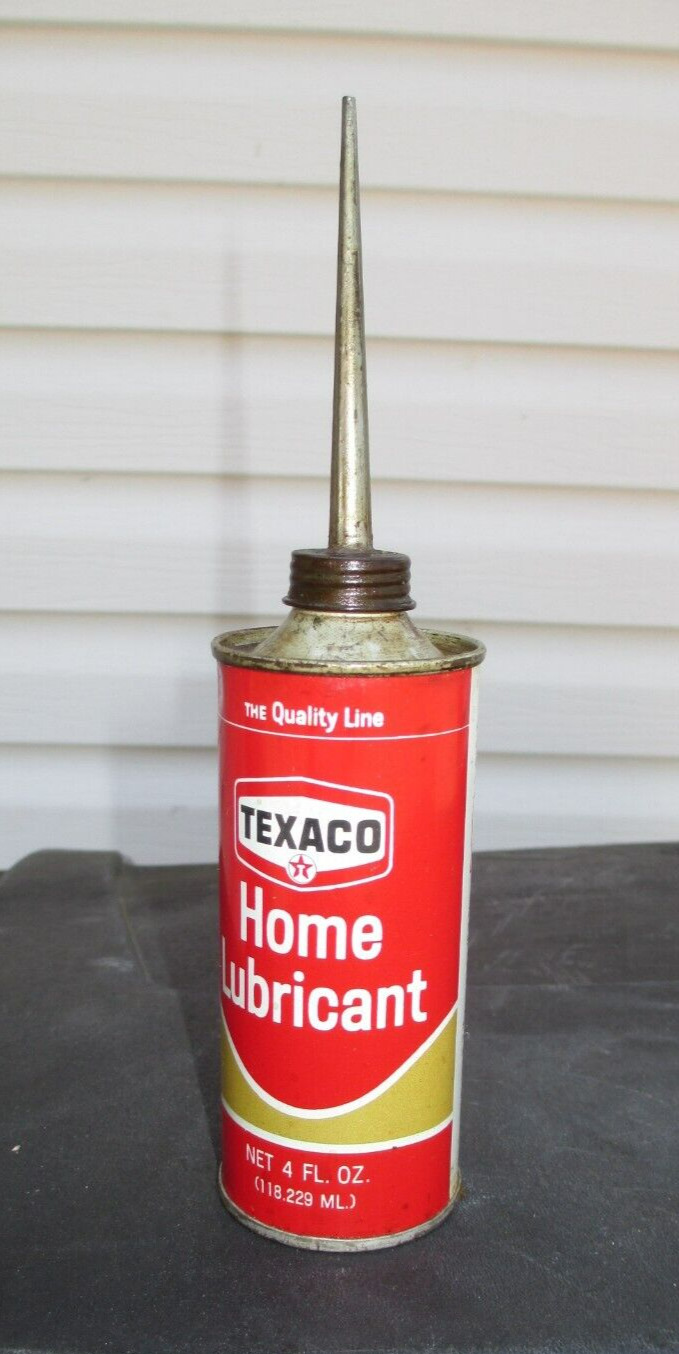 Vintage Texaco Home Lubricant Oil Metal Can Tin 4 oz