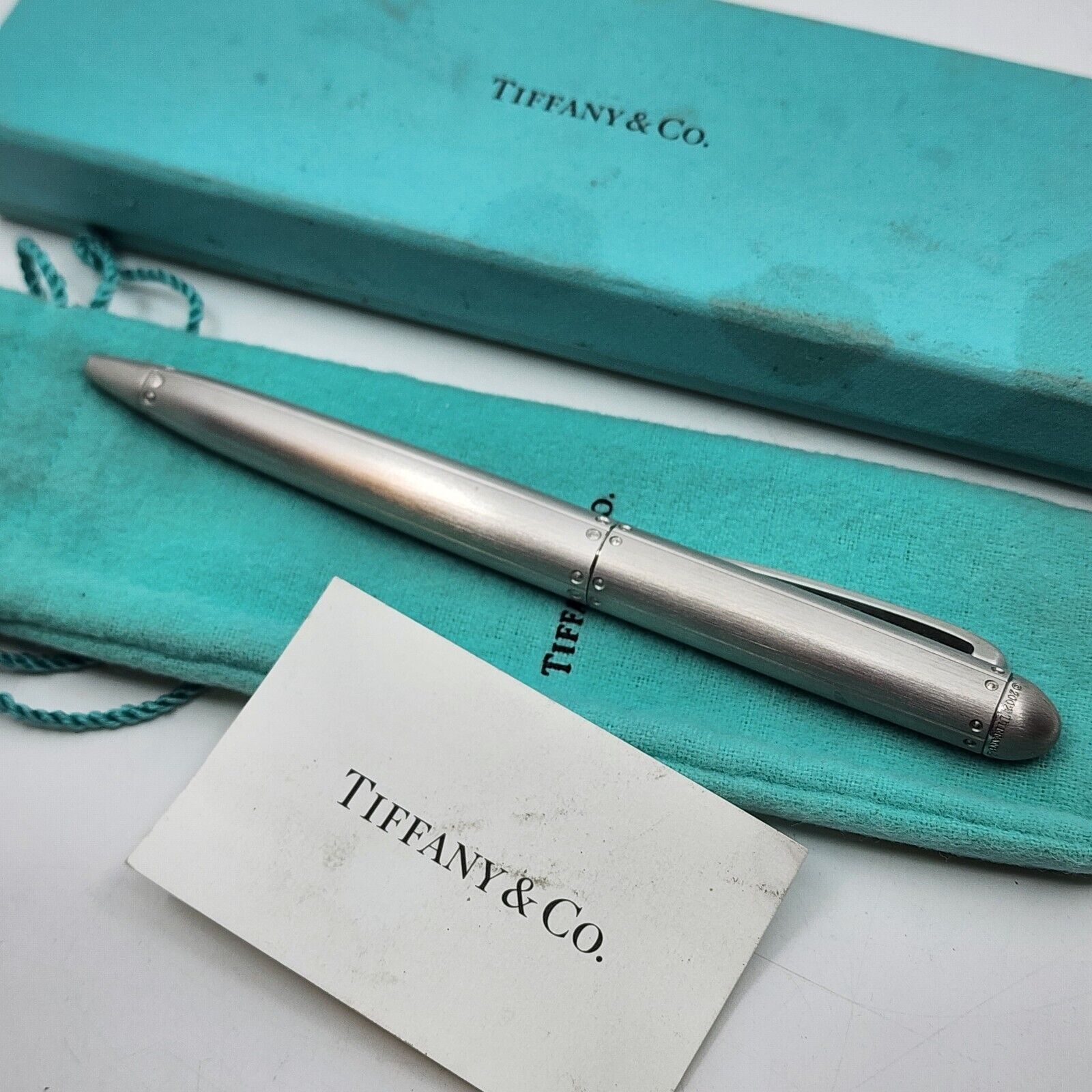Tiffany & Co. Streamerica  Ballpoint Pen  Sterling Silver 925 With Pouch & box