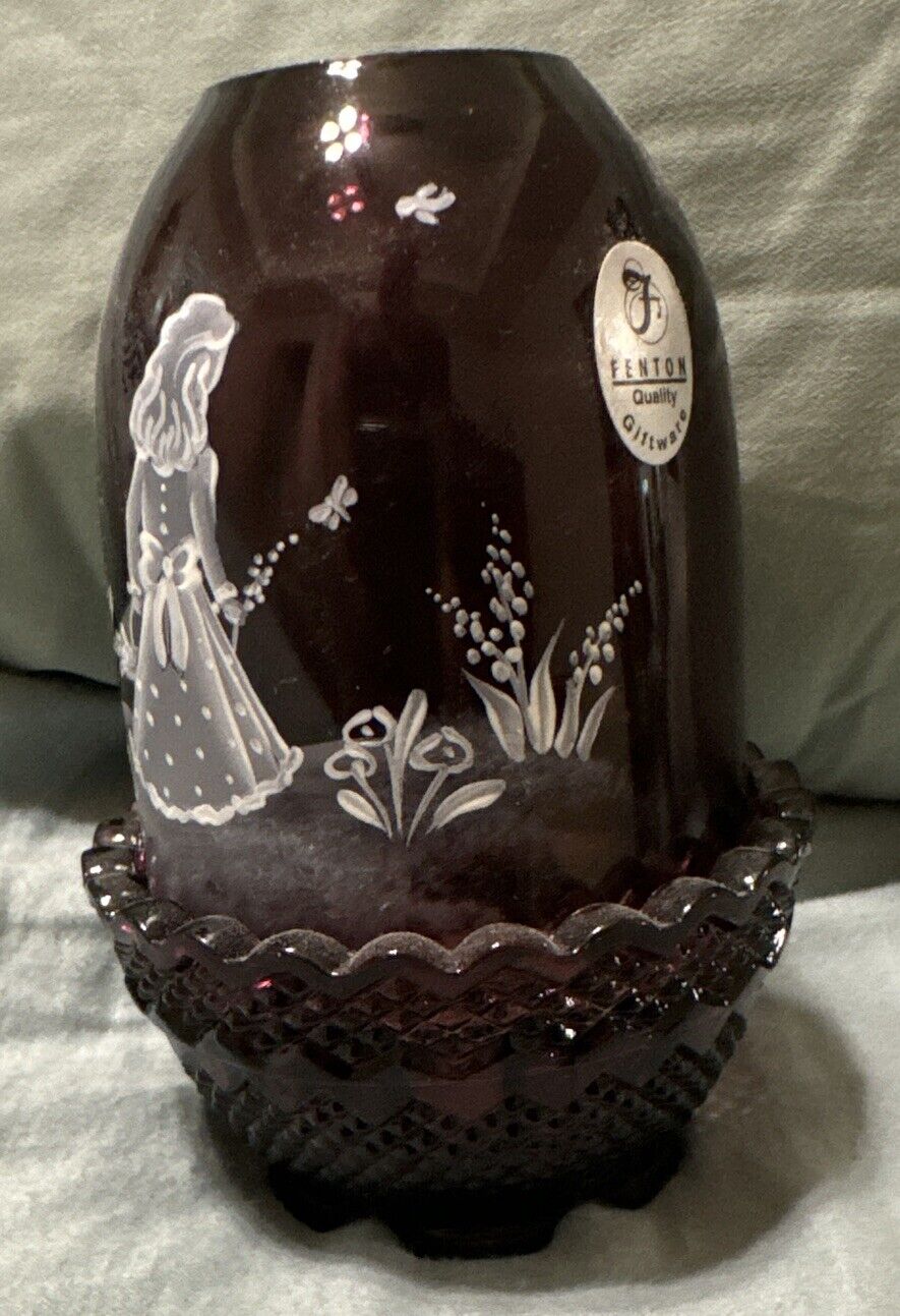 Fenton Mary Gregory Purple Fairy Lamp