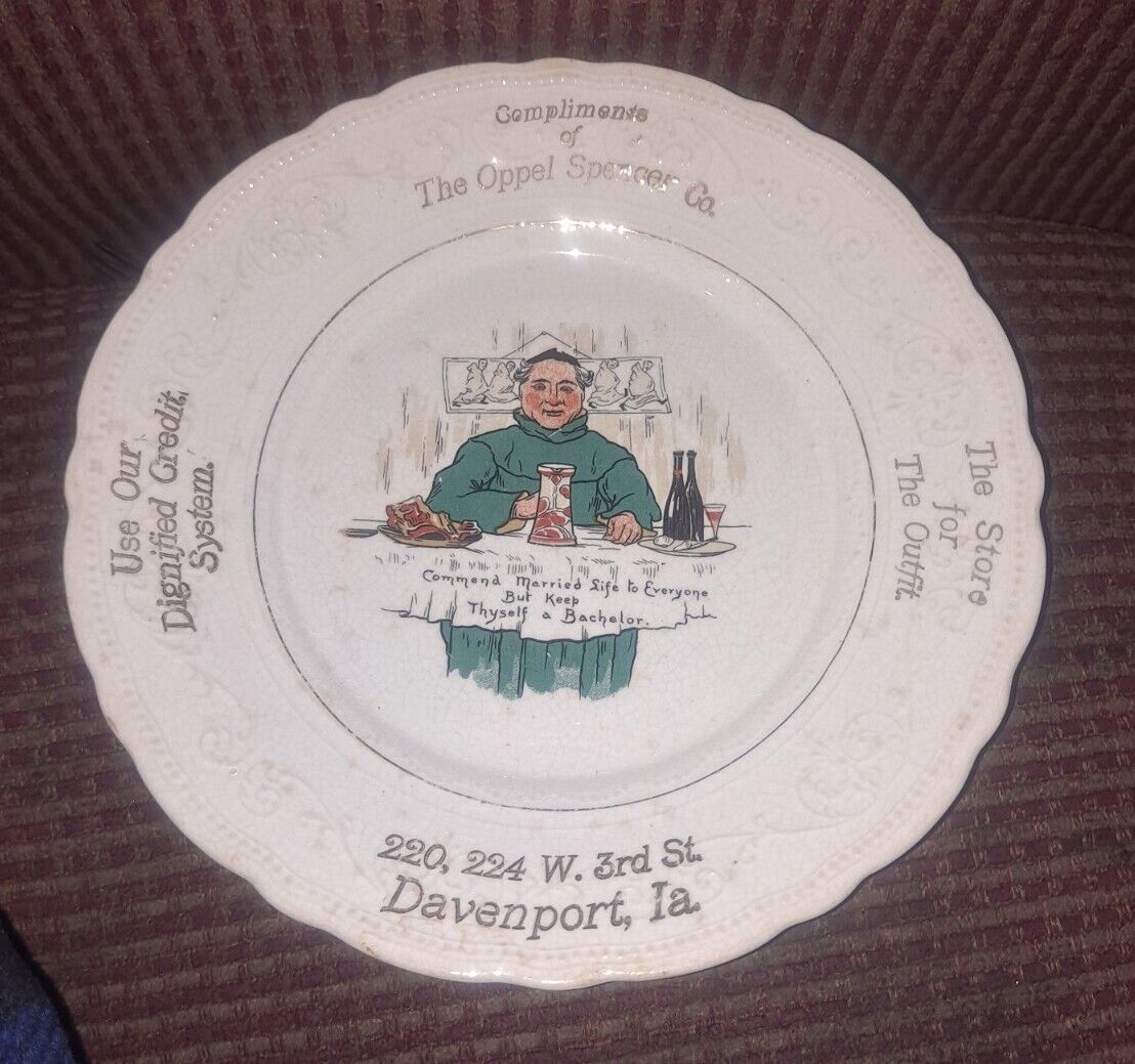 Oppel Spencer Company Davenport  Iowa la francaise porcelain advertising Plate