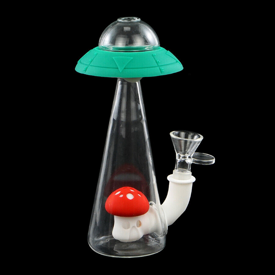 7''Glow In Dark Smoking Hookah UFO Shisha Silicone Glass Water Pipe Gift US