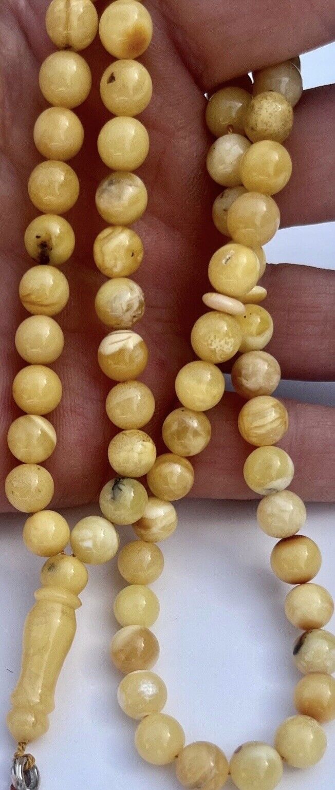 German Natural Antique Baltic Amber Tesbih, Prayer Beads, Rosary