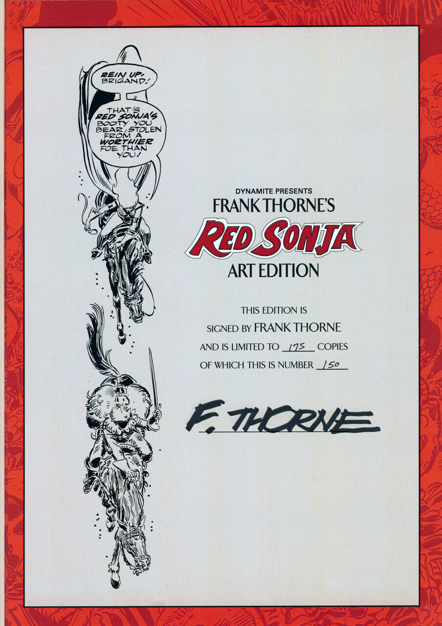 Frank Thorne Art SIGNED Red Sonja Artist Edition #150/175 Conan Robert E Howard