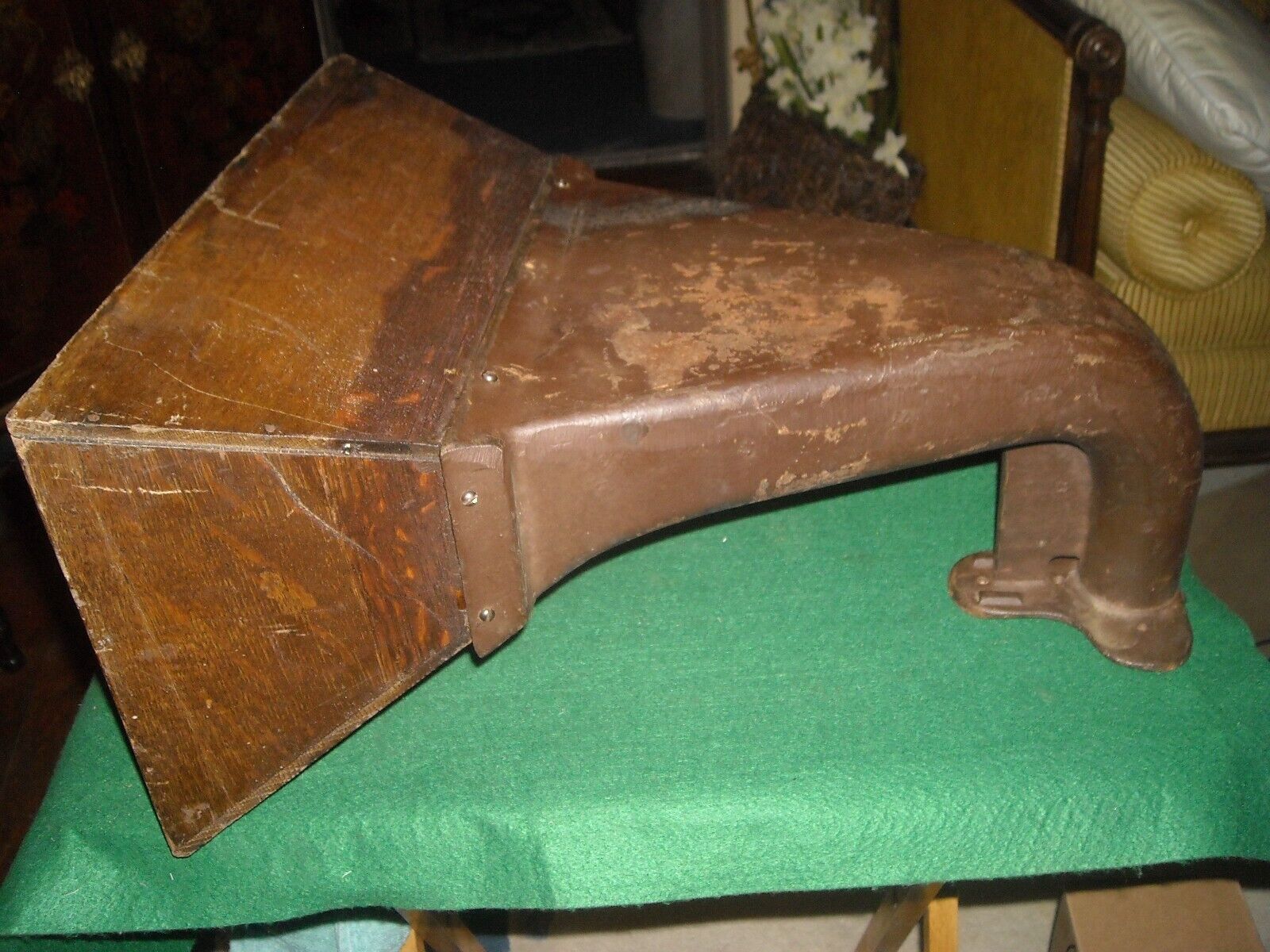 Antique vintage victrola interior speaker wood and iron used