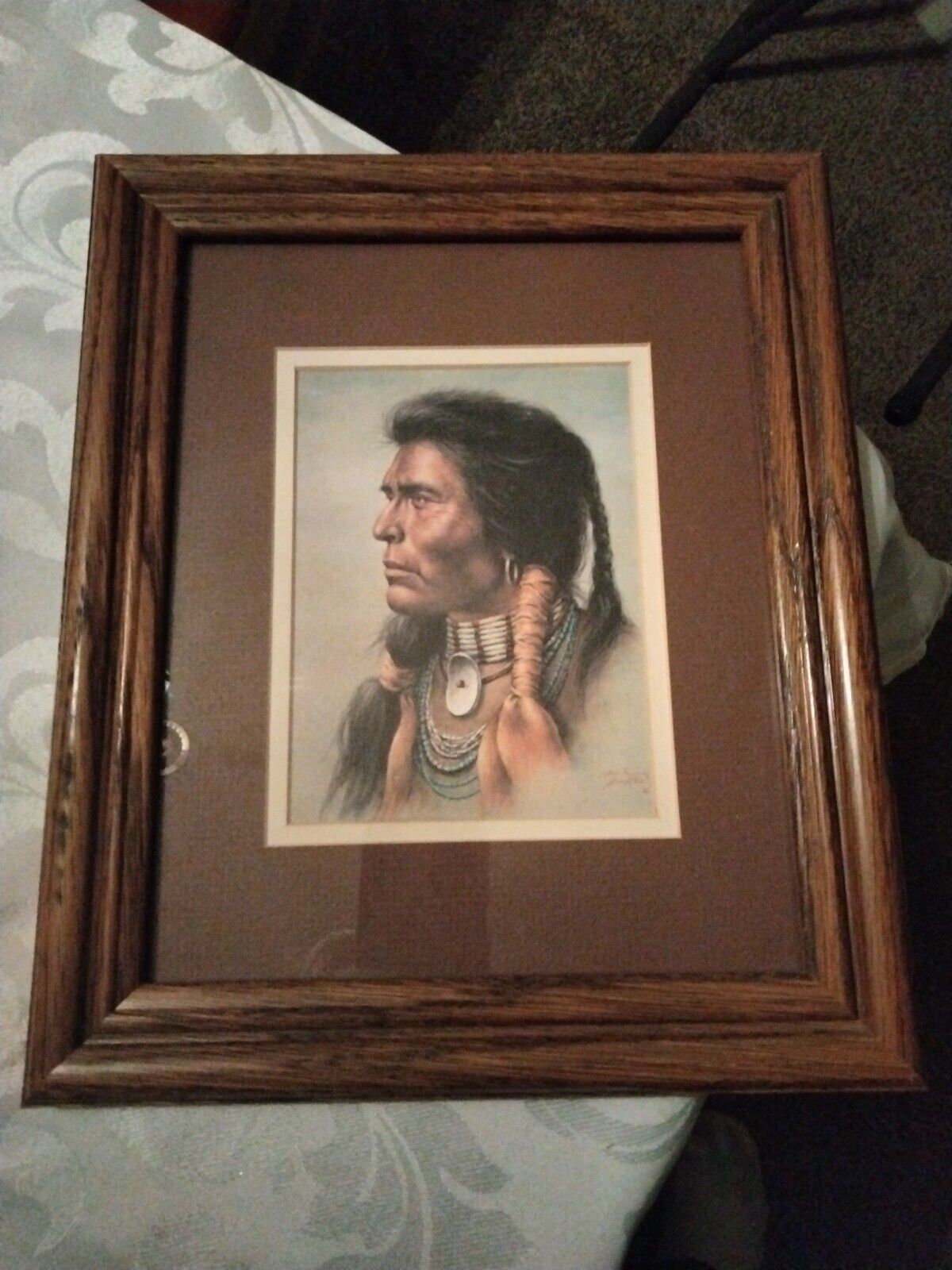Vintage American Indian Print By Bill Hampton.