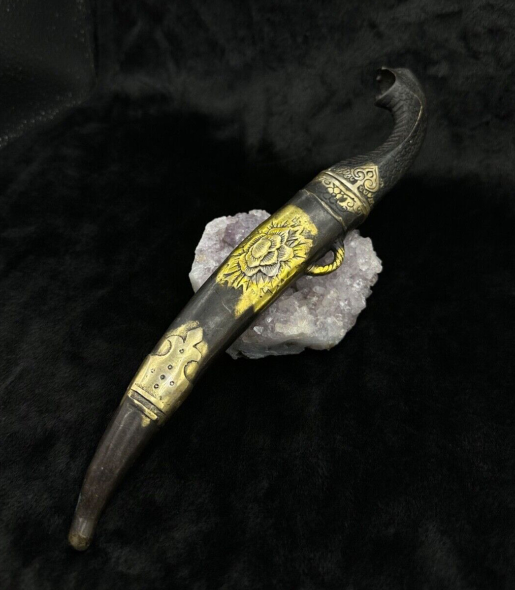 Wonderful Art Unique Mugal Design Old Bronze Dagger Knife With Snake Head
