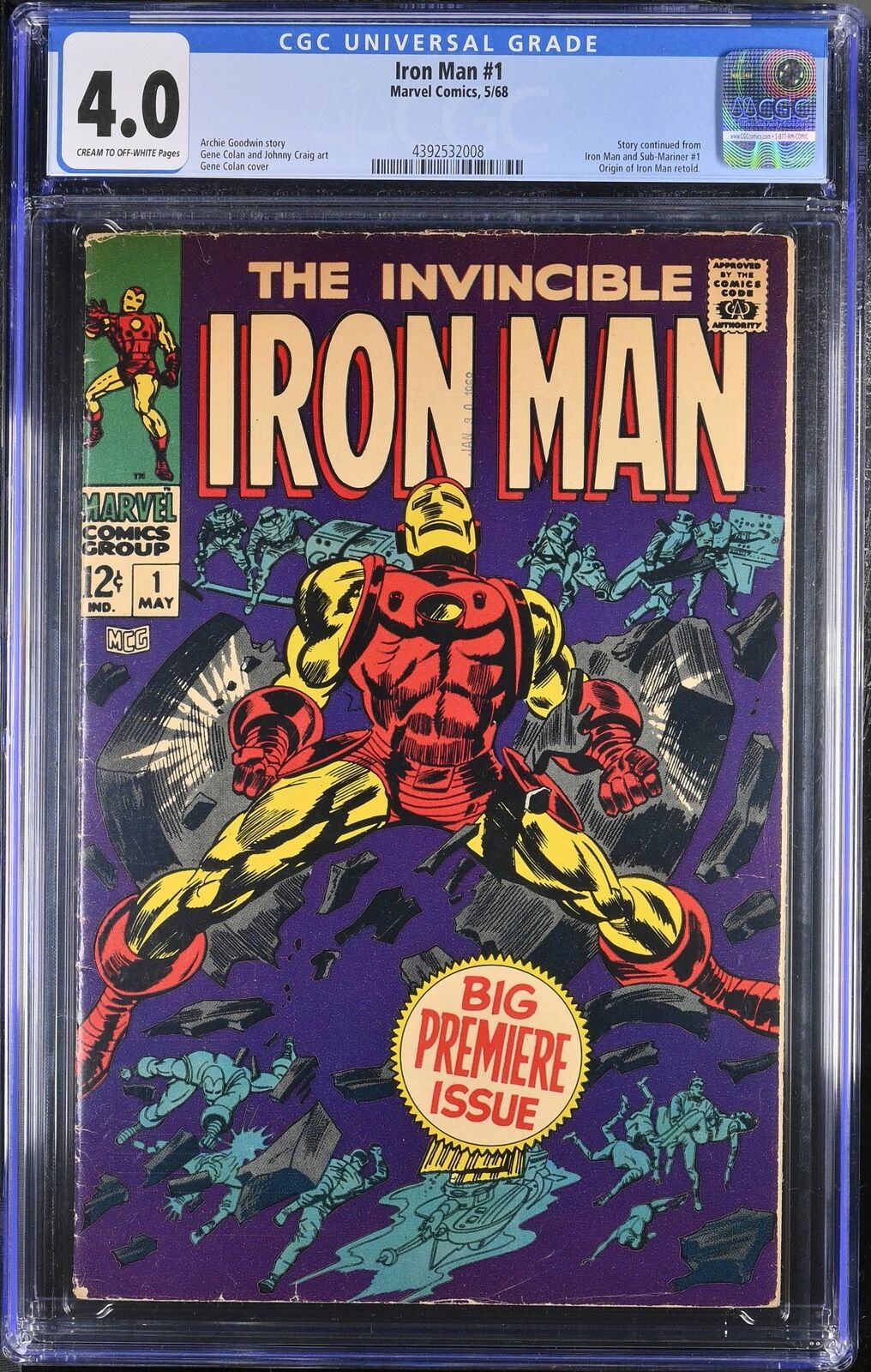 Iron Man (1968) #1 CGC VG 4.0 Origin Retold Stan Lee Marvel 1968