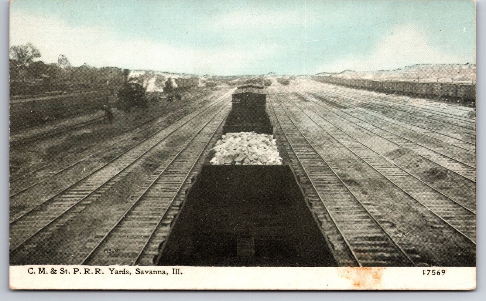 Savanna Illinois~CM & St P Railroad Yards~Loaded Box Cars~c1910 CU Williams