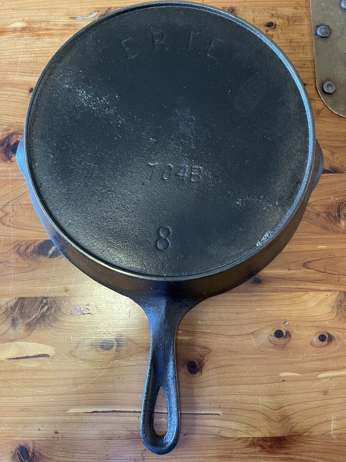 Pre Griswold “Erie” #8 Cast Iron Skillet 704B Restored Seasoned Nice w/ Curly R