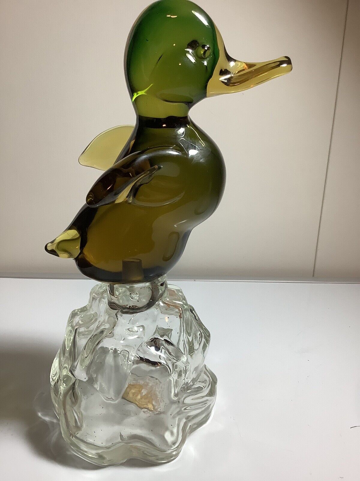 Archimede Seguso Murano Glass Luxardo Duck on Rock Figurine Decanter EMPTY