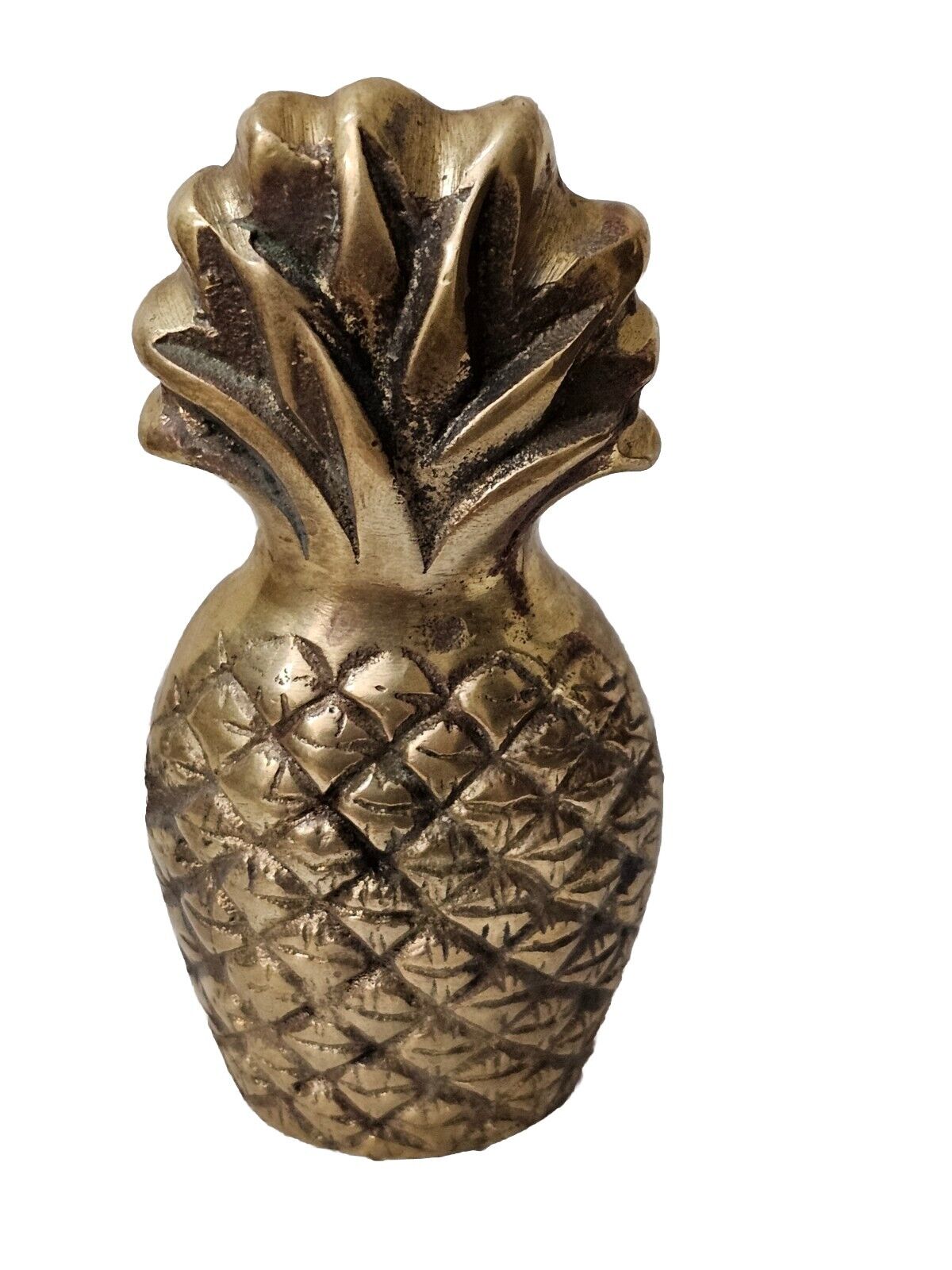 Vintage Solid Brass Tropical Vibe Pineapple Desk Office Paperweight  4 In Tall