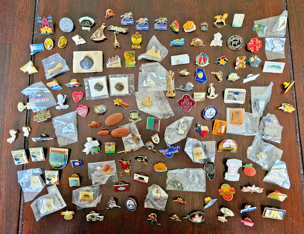 Large Souvenir Travel Lapel Hat Vest Pin Lot Cities States Countries Over 1 Lbs