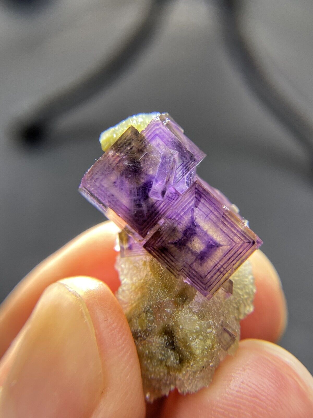 Rare exquisite natural multi-layer purple window cubic fluorite crystal ,China