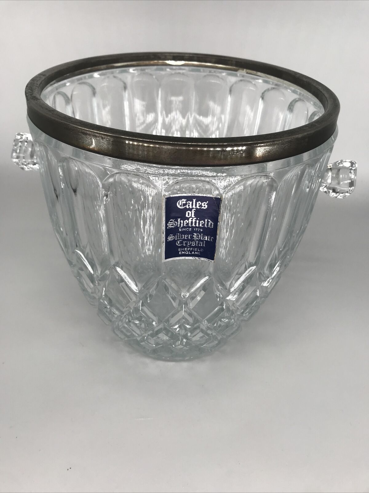 Gales of Sheffield SilverPlate Crystal Large Ice Bucket Champagne Cooler Vtg.