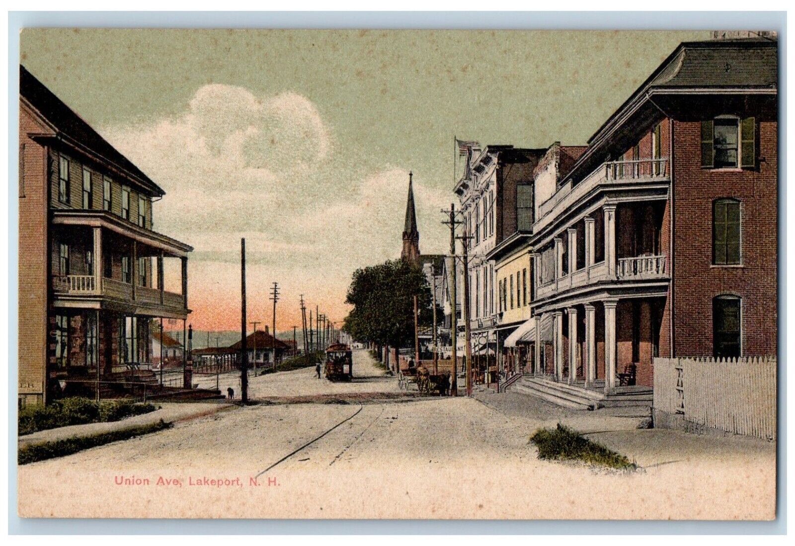 Lakeport New Hampshire Postcard Union Avenue Exterior View c1905 Vintage Antique