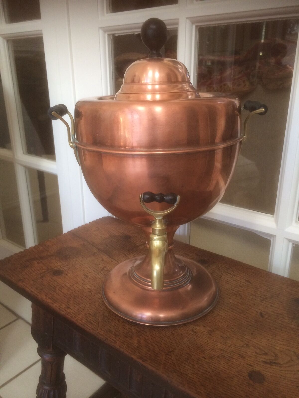 BEAUTIFUL ANTIQUE VINTAGE COPPER AND BRASS SAMOVAR COFFEE TEAPOT WORKING