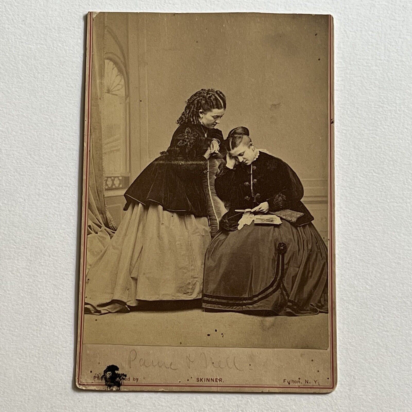 Antique Cabinet Card Photograph Beautiful Young Women Mourning Fulton NY