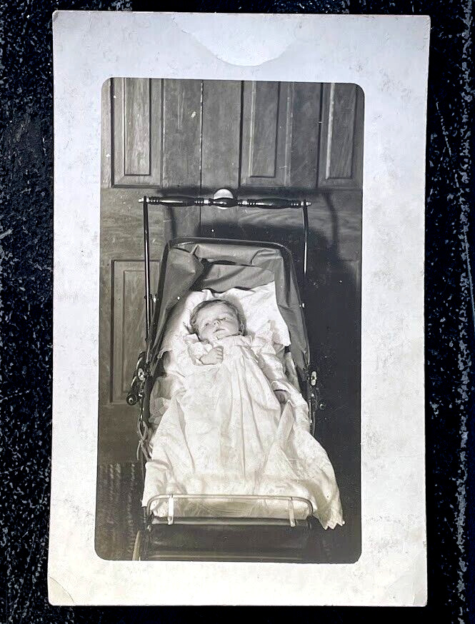 Antique Post Mortem Photo Postcard Baby Child Kid Death 1900\'s Old Picture RPPC