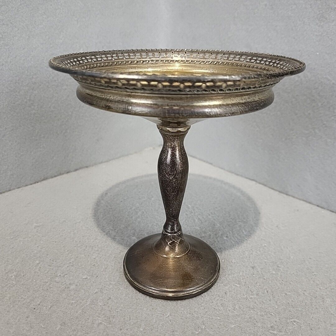 Vintage STERLING SILVER WEIGHTED PEDESTAL CANDY COMPOTE DISH 5.75\