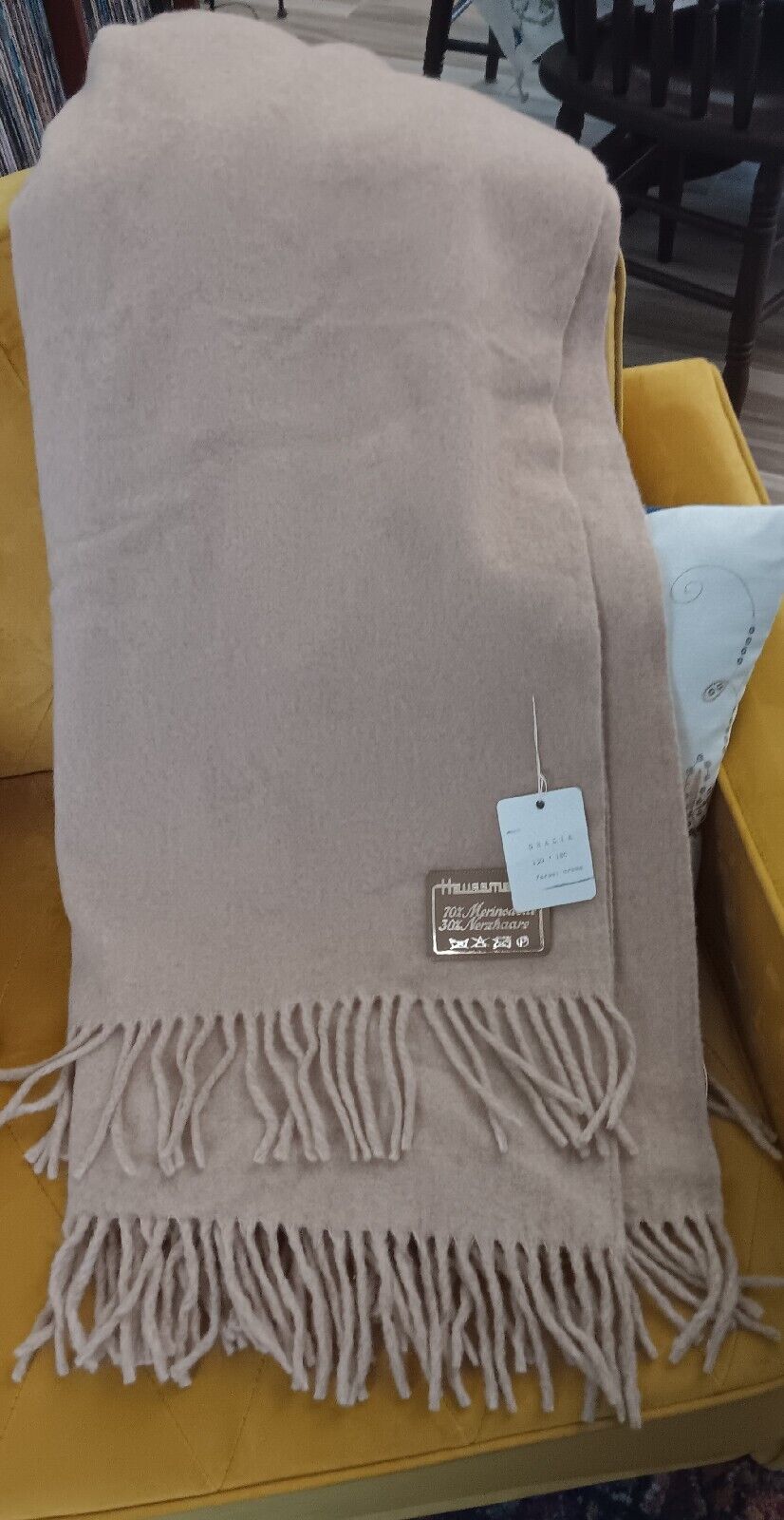 Haussmann Blanket Austria Germany 70% Merino wool Camel color 70\