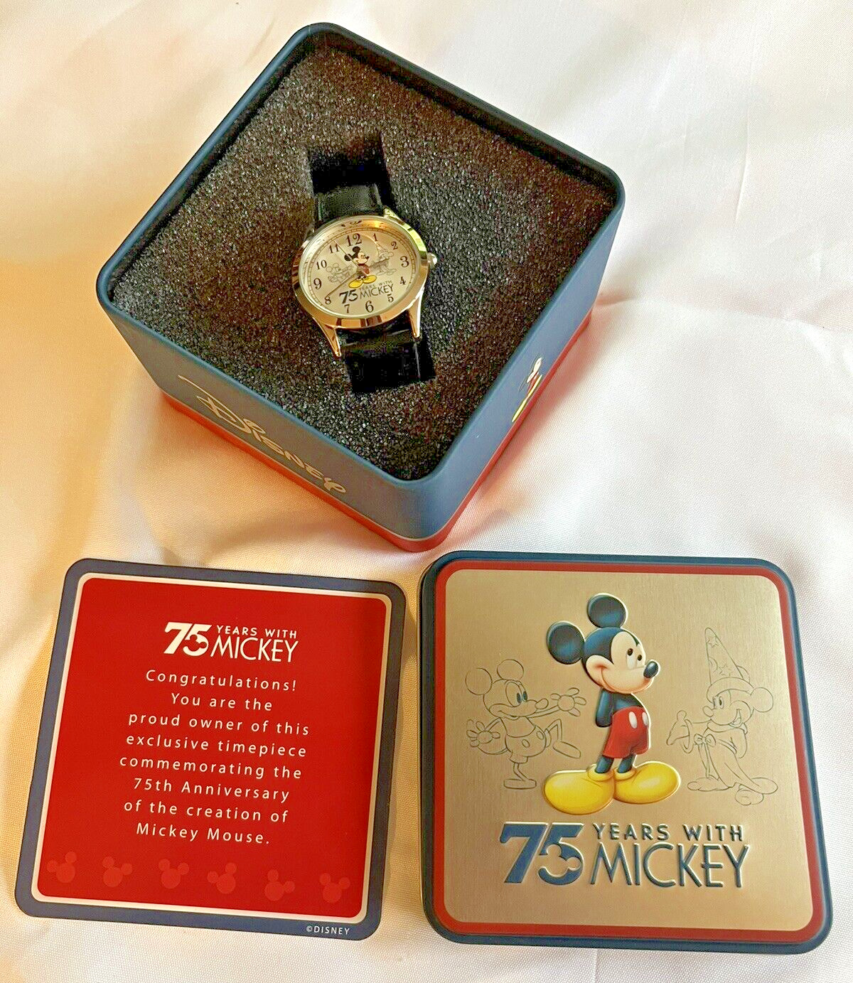 New Disney Mickey Mouse 75 Years With Mickey Watch With Tin For Avon 2002