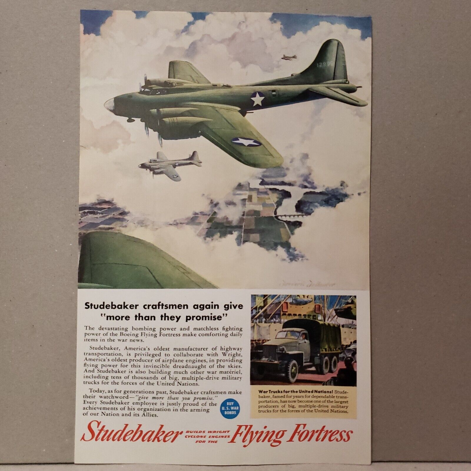 1943 Studebaker Flying Fortress Print Ad