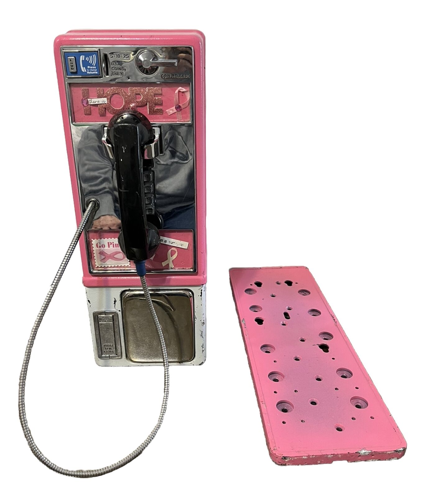 VTG Payphone & Aluminum Mounting Plate Both Pink Western Electric No Key REPAIR