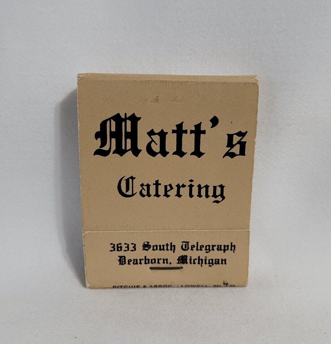 Vintage Matt\'s Catering Matchbook Dearborn Michigan Advertising Matches Full