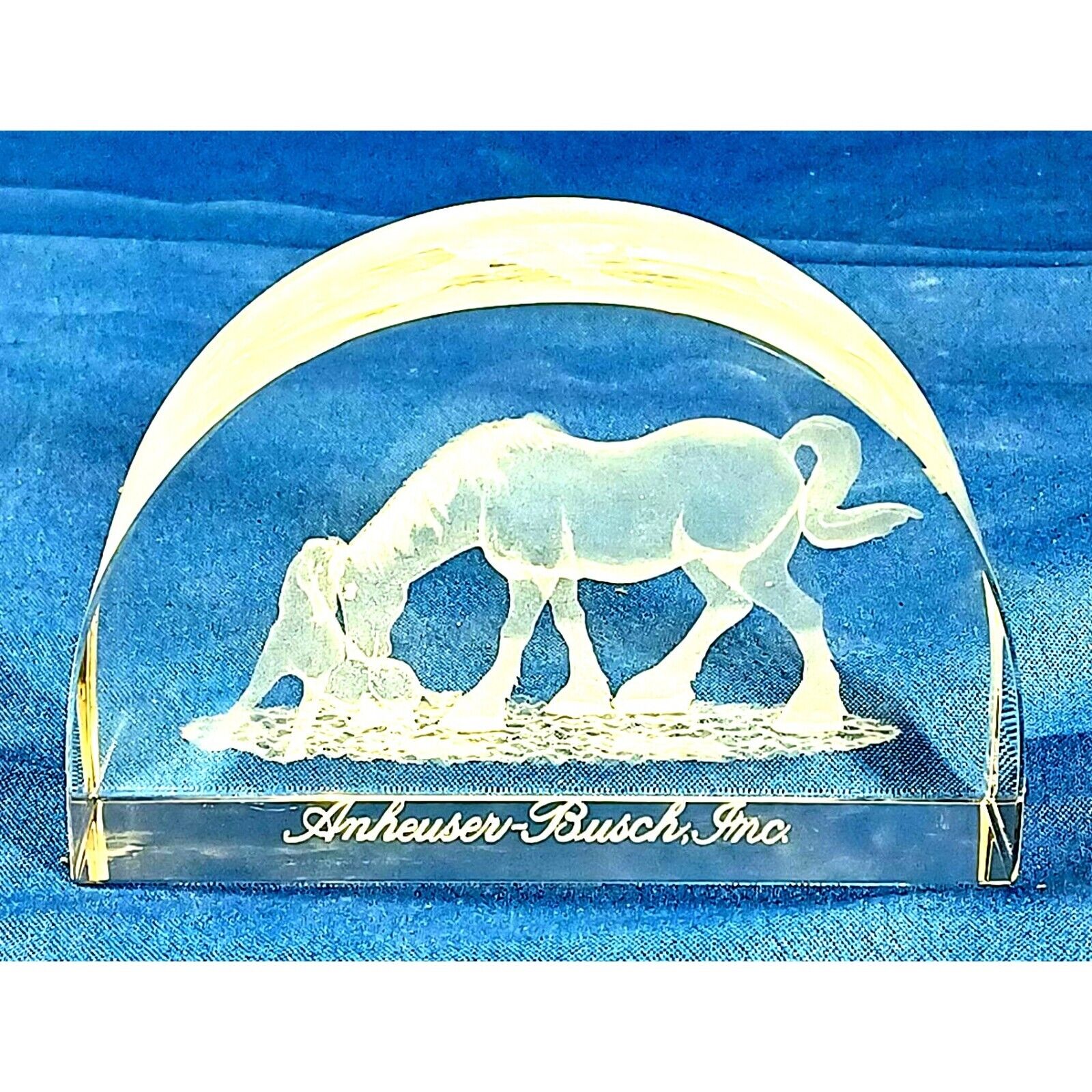 Anheuser Busch Clydesdale Mother Mare and Baby Foal Crystal Glass Paperweight