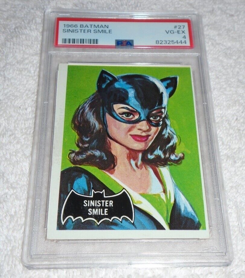 1966 Topps Batman #27 Sinister Smile Cat Woman Black Bat PSA 4 VG EX