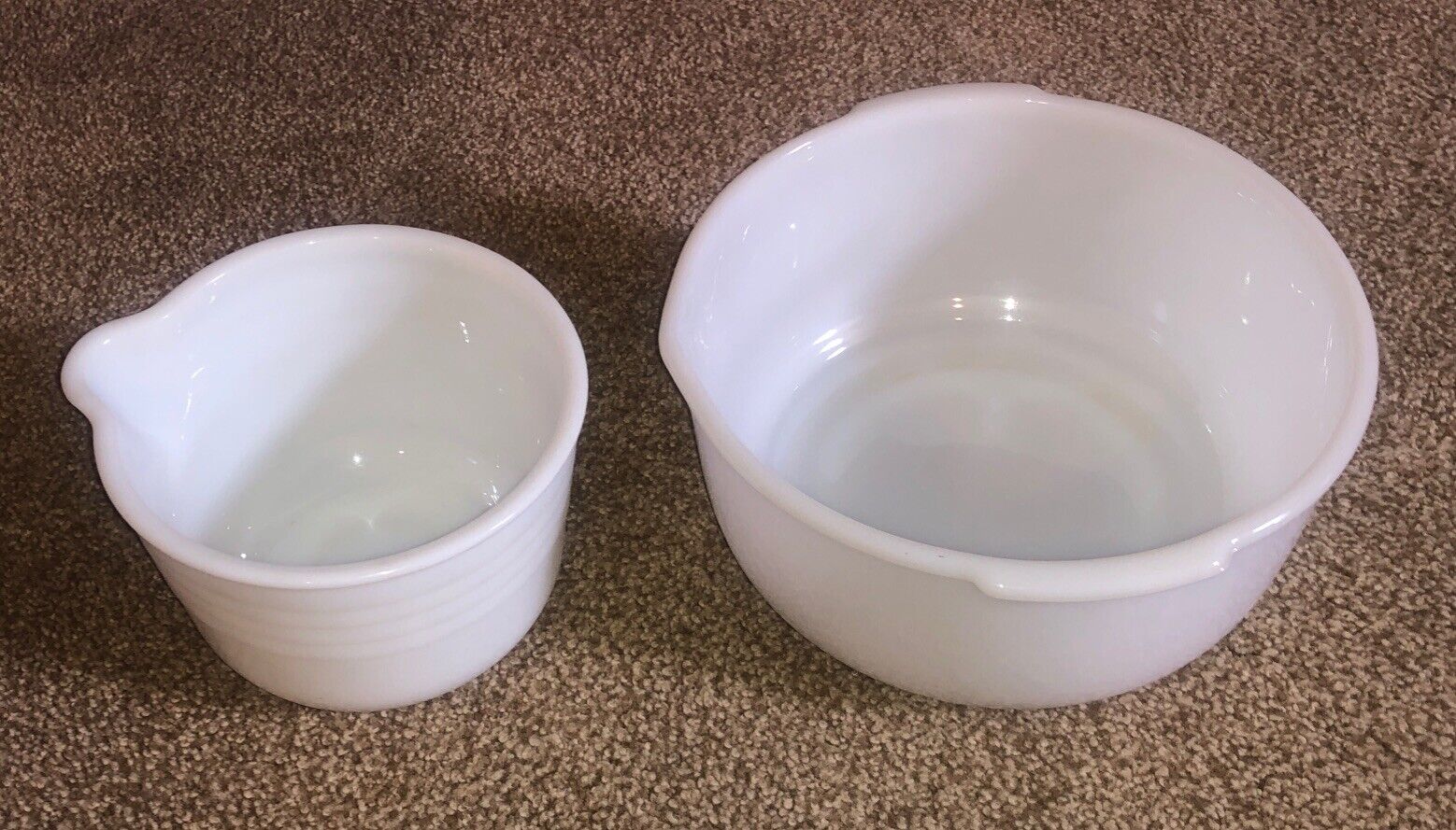 Vintage Glassbake Sunbeam Mixing Bowl And General Mills Inc Milk Glass Bowl