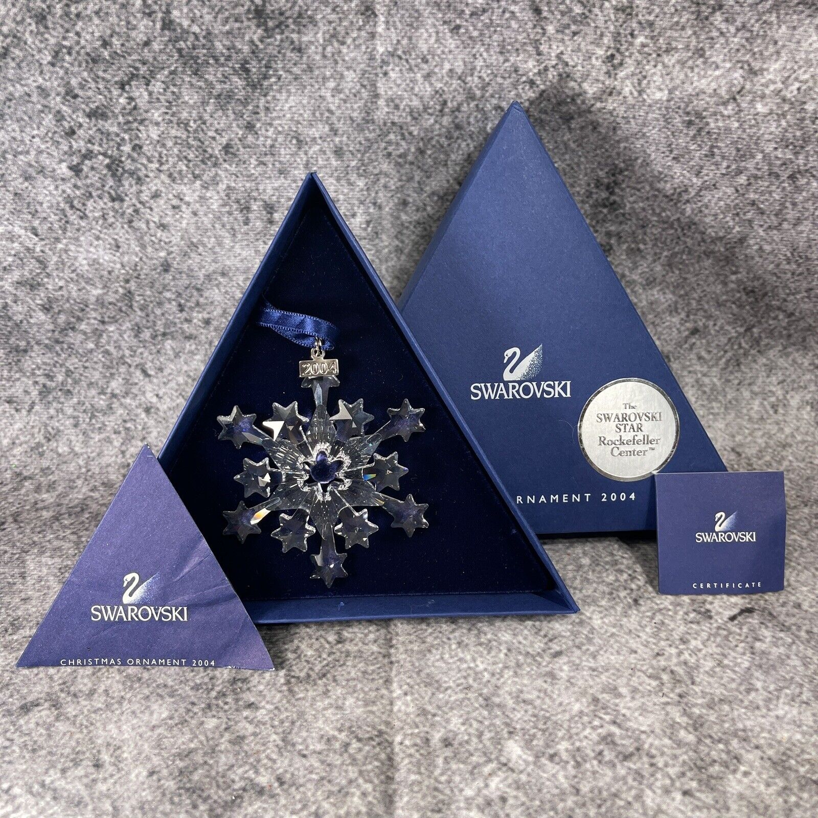 2004 Swarovski Rockefeller Center Crystal Star Snowflake Christmas Ornament