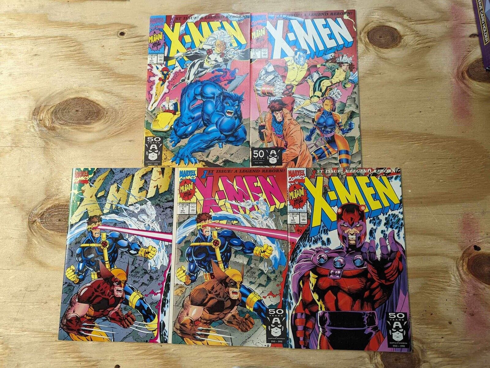 X-MEN #1 Lot All 5 Covers A B C D E Marvel Comics 1991 Jim Lee 1st Acolytes