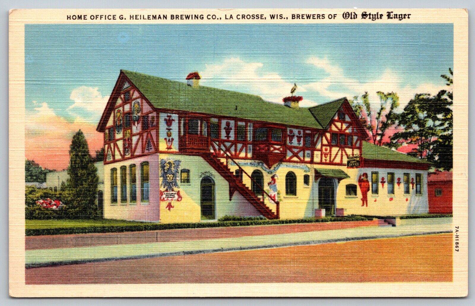 HEILEMAN BREWING 1939 OLD STYLE LAGER BEER vintage postcard La Crosse Wisconsin