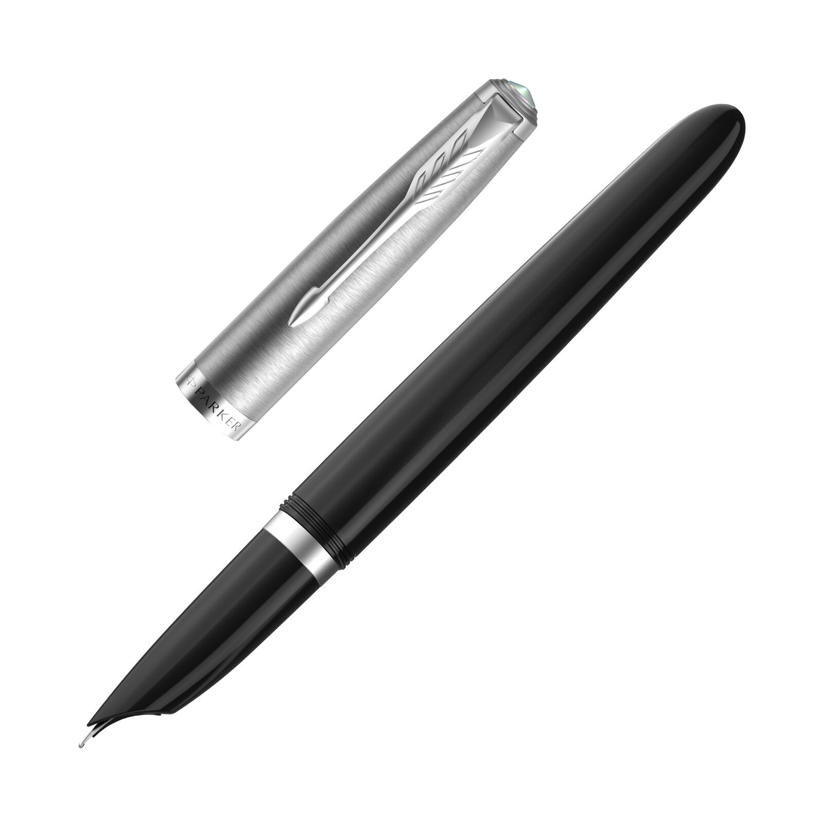 Parker 51 Fountain Pen in Black with Chrome Trim - Fine Point - NEW in Box