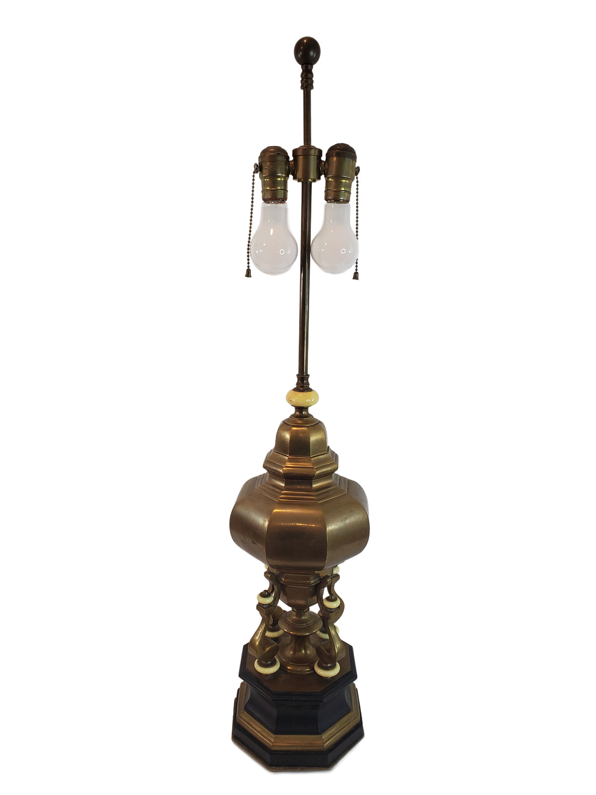 Large Asian Inspired Hollywood Regency Brass Table Lamp