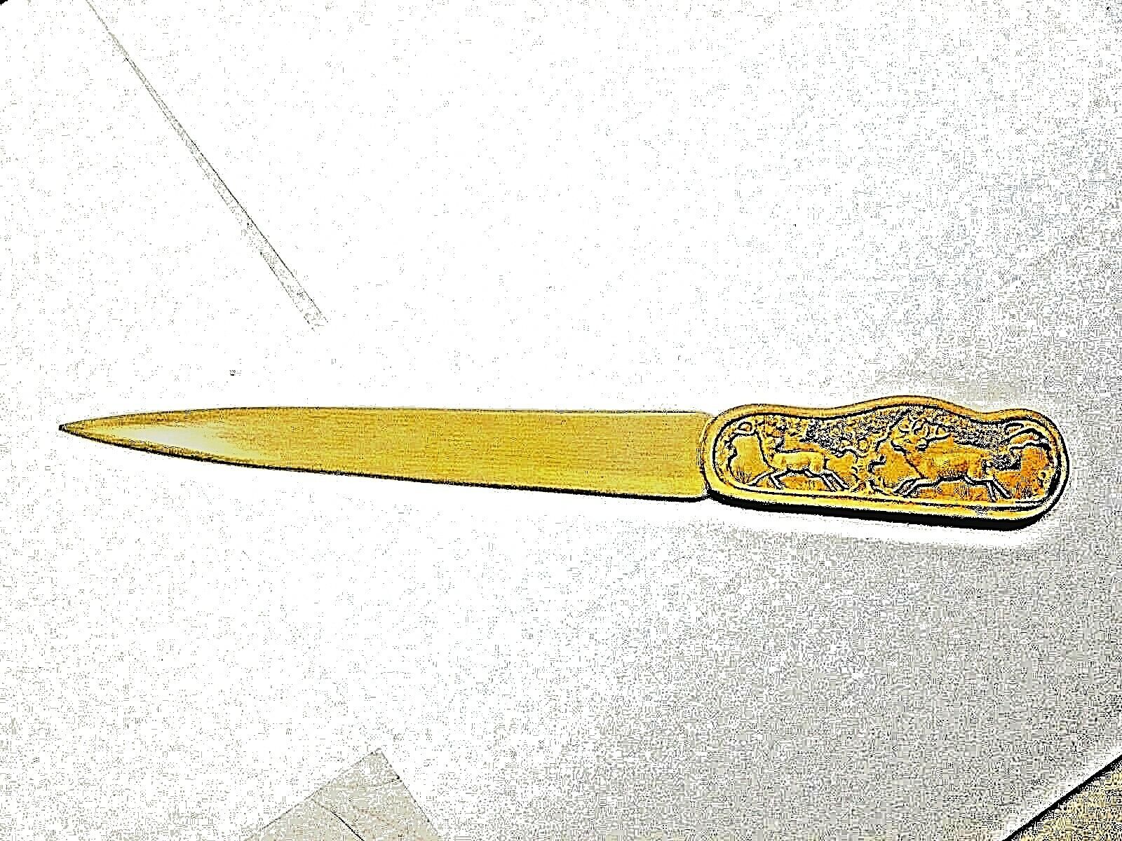 Antique RUNNING DEER PINE COON Bakelite Handle Flex Blade Letter Opener 10 1/2\