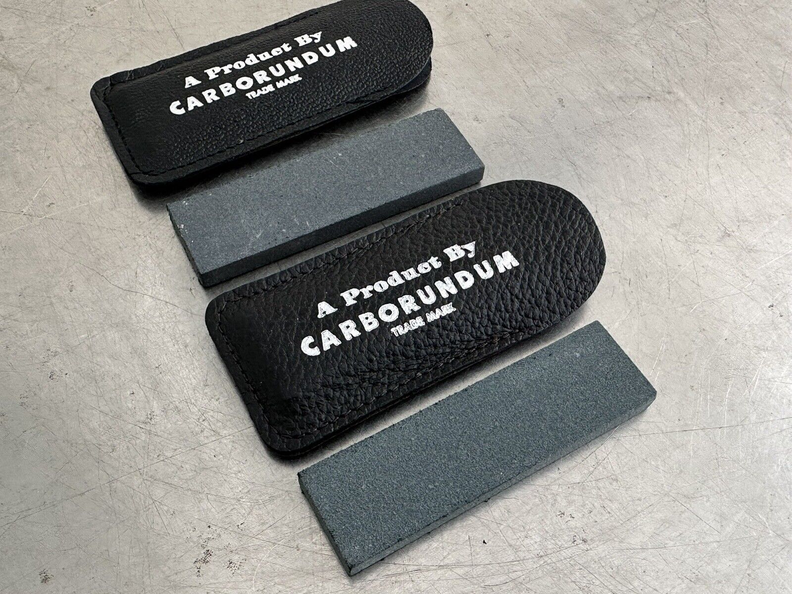 2  New Carborundum Pocket Sharpening Stone &  Case Knife Edge Hone Tool