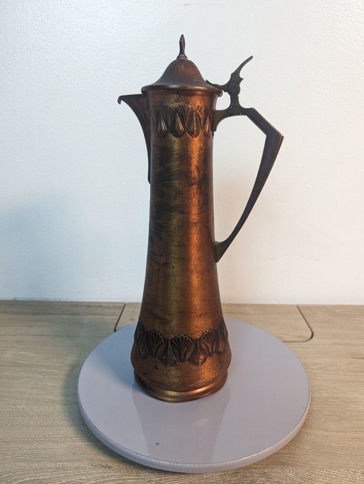 Antique Art Nouveau German WMF Copper & Brass Wine Jug Jugendstil 1920’s Marked
