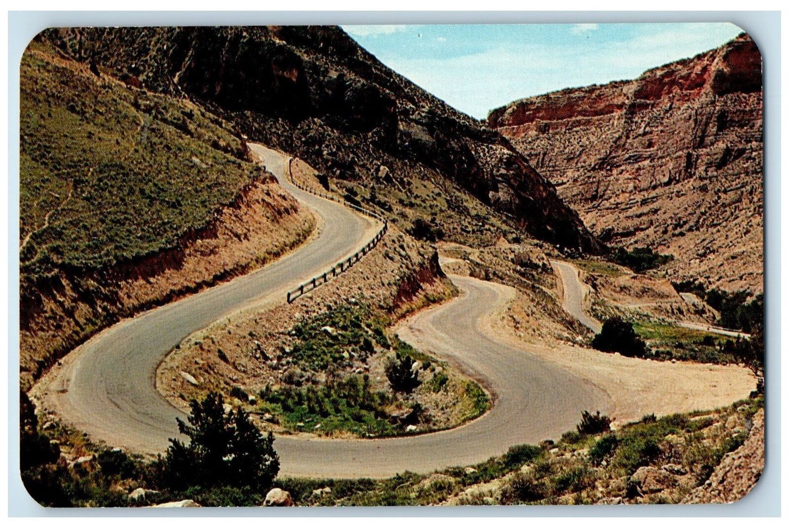 c1960s Switchbacks In Shell Canyon Yellowstone Park Wyoming WY Rocks Postcard